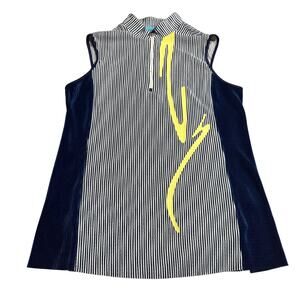 JAMIE SADOCK Golf Top Small Sleeveless‎ Blue Stripe 1/4 Zip Performance Shirt